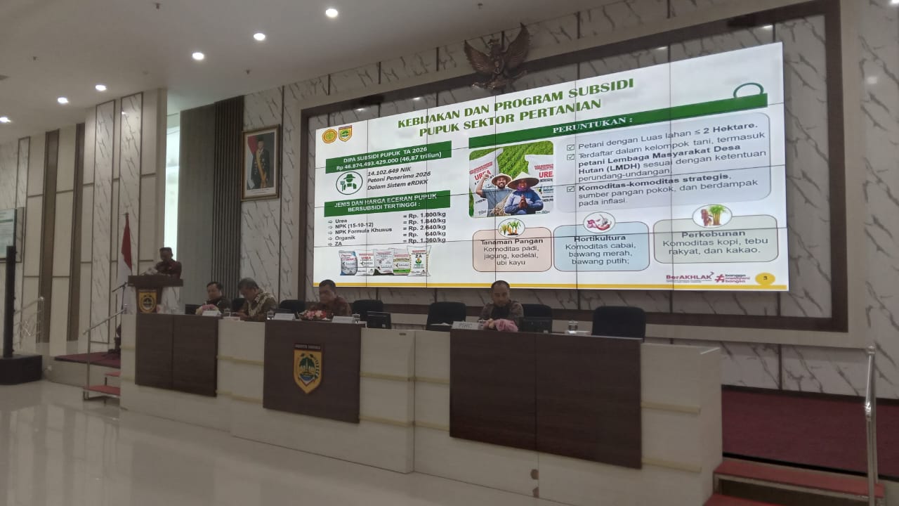 Rakor pupuk subsidi di Menara Wijaya Sukoharjo, Kamis (15/1).
