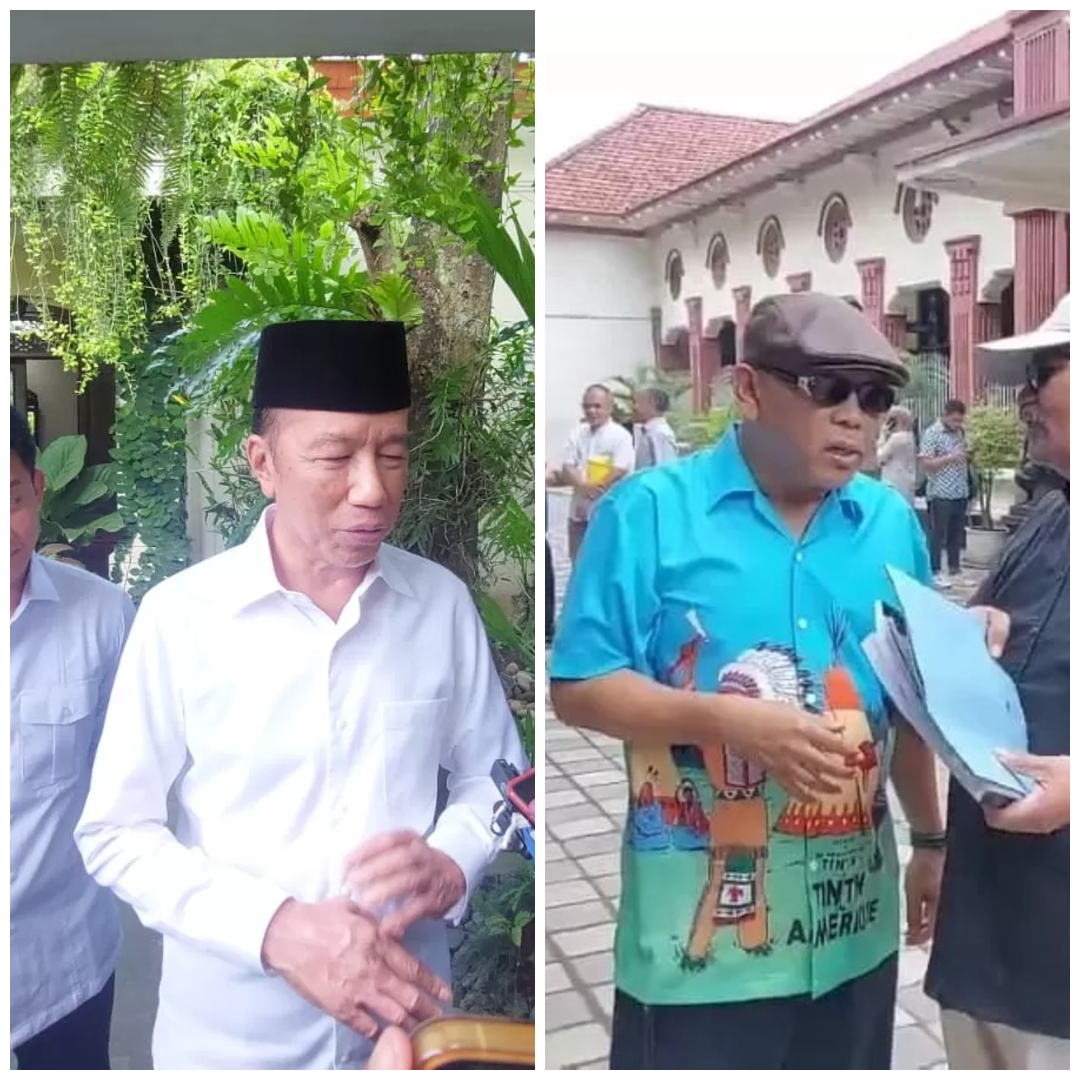 Jokowi beri keterangan kepada wartawan di kediamannya. Foto kanan, Eggi Sudjana.