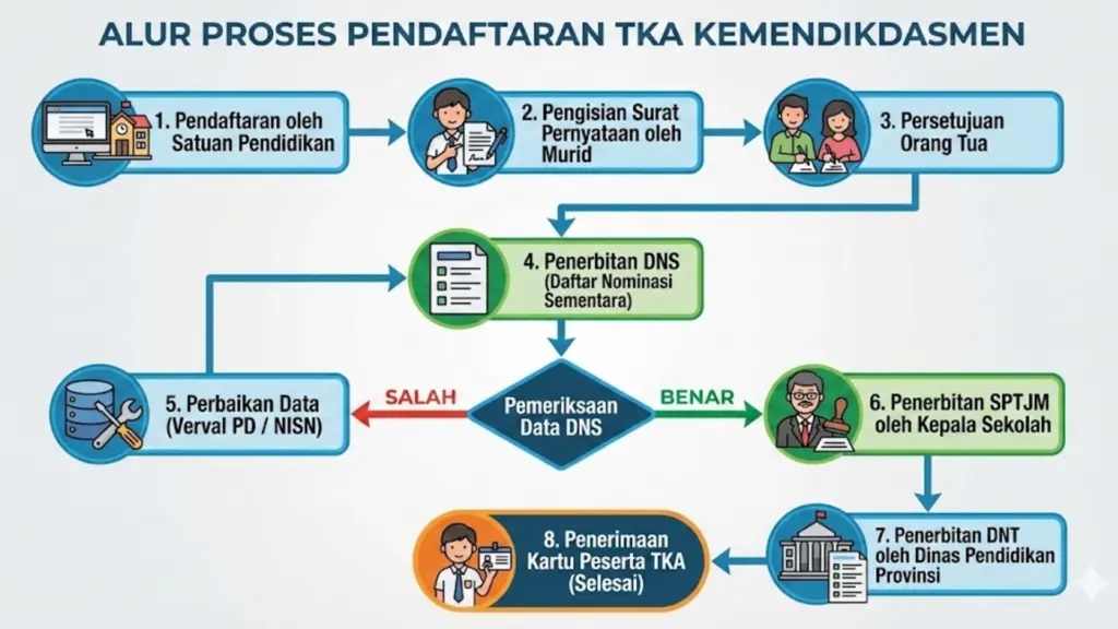 Alur Pendaftaran TKA SD dan SMP 2026