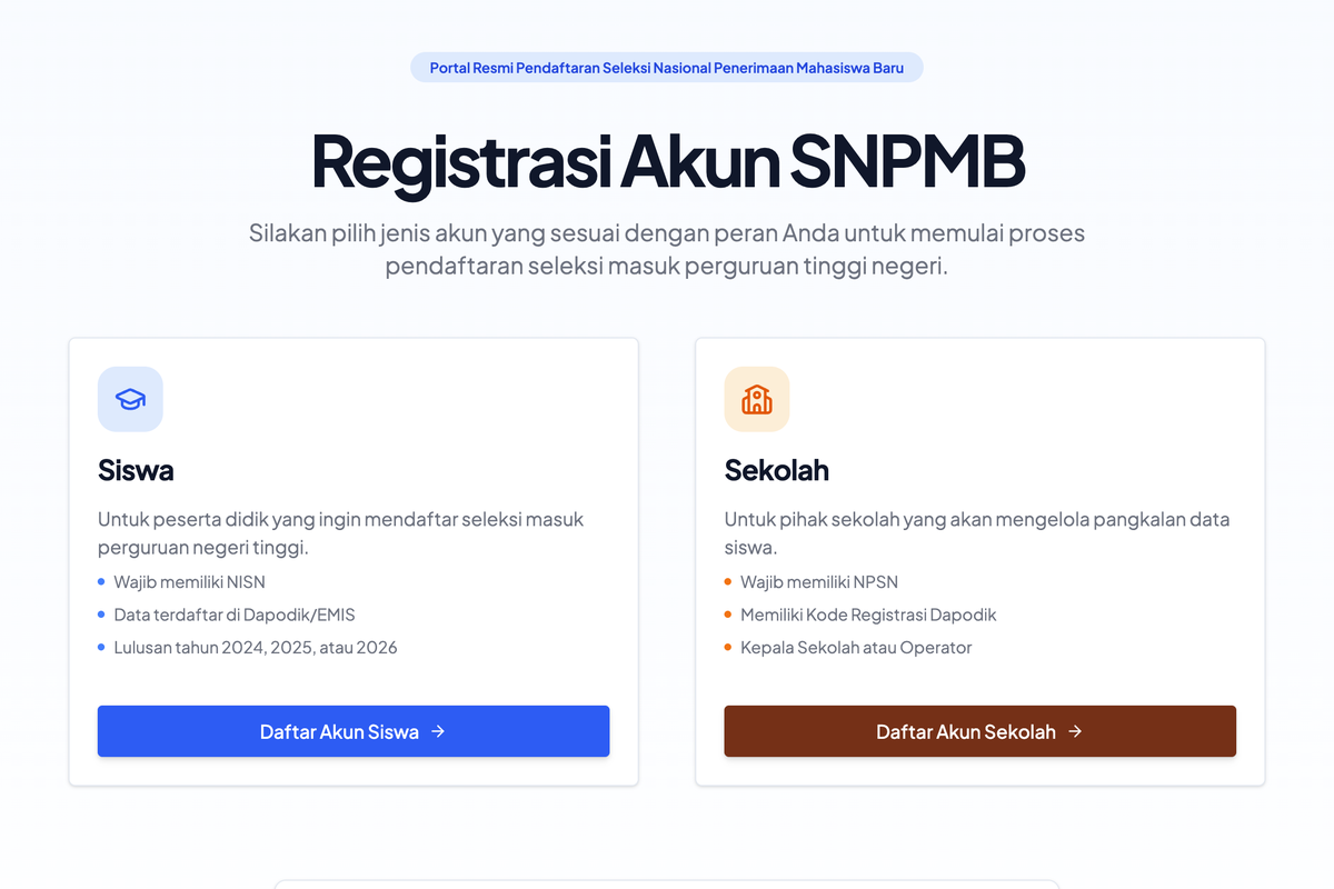 Cara Buat Akun SNPMB 2026 di portal.snpmb.id: Link Resmi dan Jadwal Lengkap Seleksi Nasional