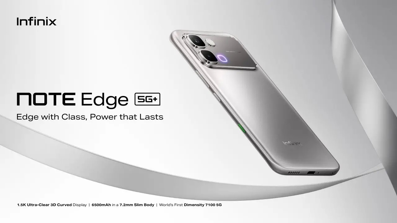 Infinix Note Edge resmi hadir di Indonesia dengan desain tipis, layar curved AMOLED 120Hz, baterai 6.500 mAh, dan harga Rp 3 jutaan.