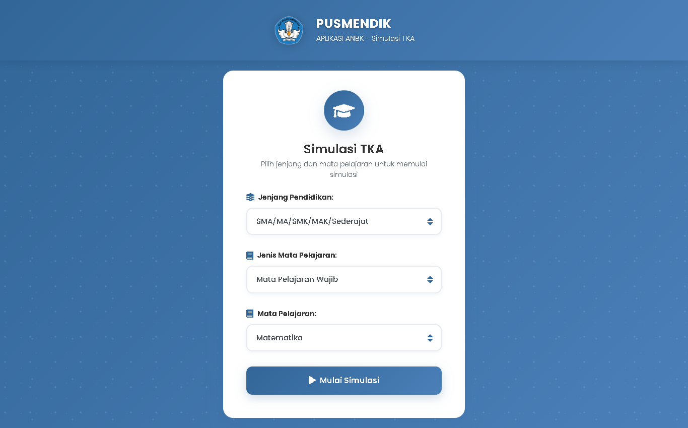 Simak Cara Simulasi TKA SD-SMP 2026 gratis melalui Link pusmendik.kemdikbud.go.id. Latihan Soal TKA resmi untuk persiapan ujian.