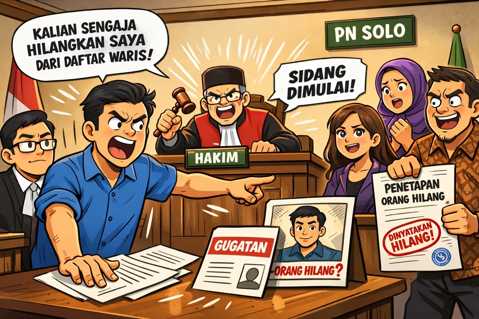 Ilustrasi sidang warisan dan tuduhan orang hilang