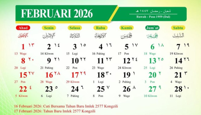 Kalender Hijriah yang dikeluarkan Kemenag.
