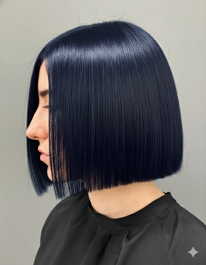 Ilustrasi gaya rambut Blunt Cut.