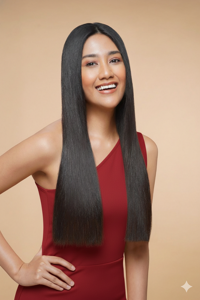 ilustrasi gaya rambut Long Straight Hair.
