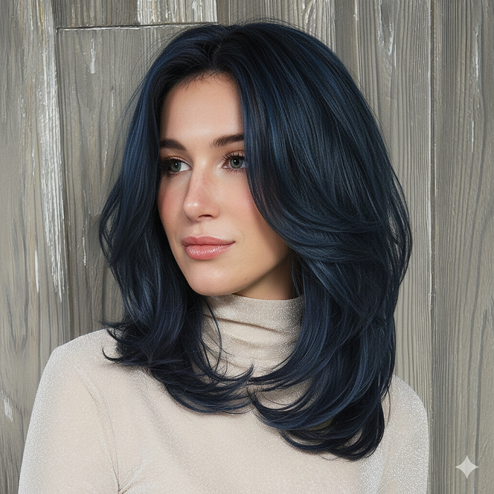 Ilustrasi gaya rambut shoulder length cut.
