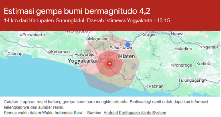 Estimasi gempa bumi magnitudo 4.2.