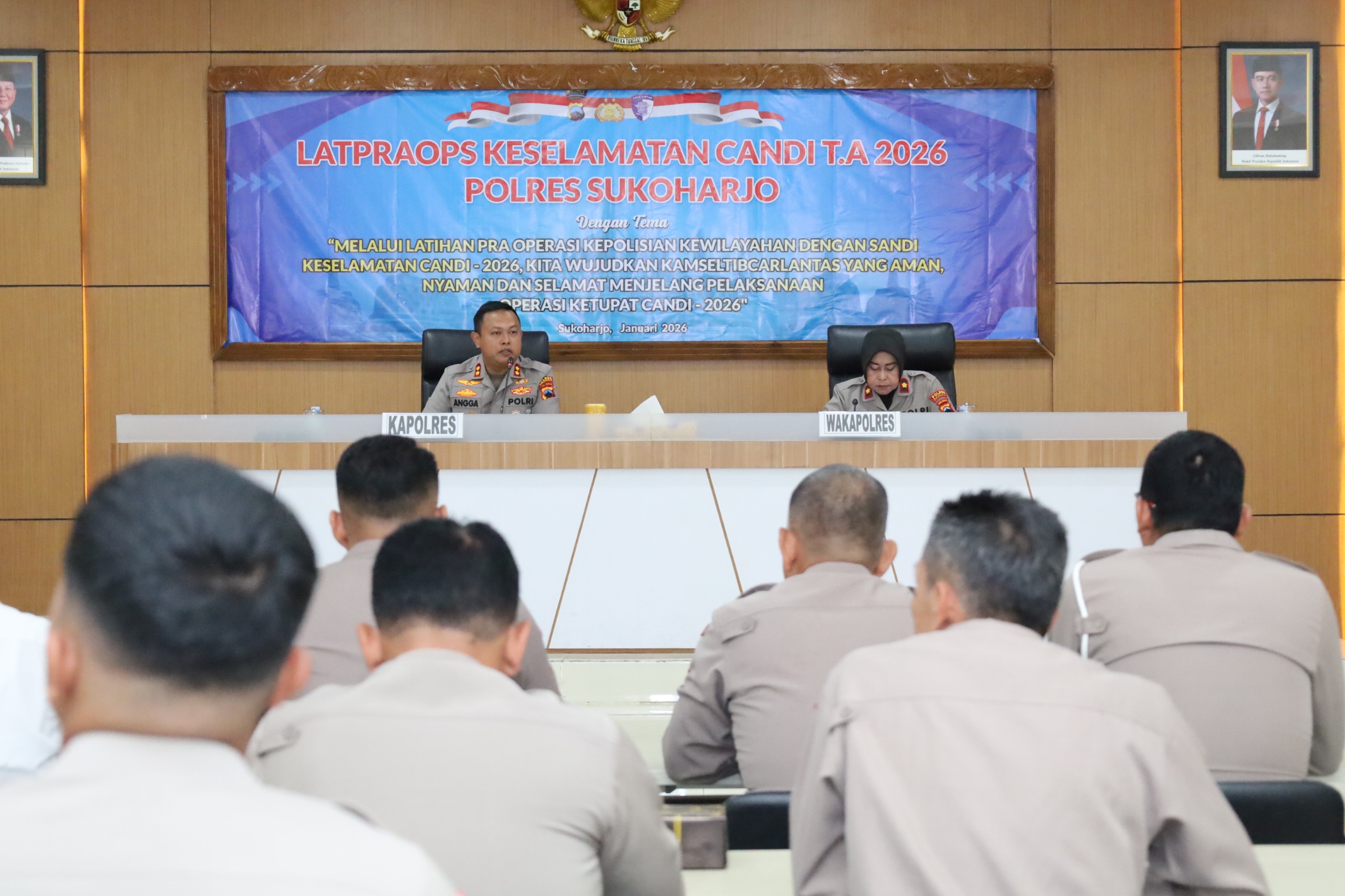 Jajaran Polres Sukoharjo menggelar Latihan Pra Operasi (Latpraops) Keselamatan Candi 2026, Kamis (29/1).