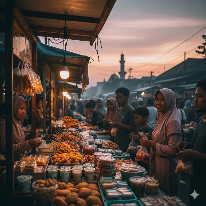 Ilustrasi berburu takjil untuk berbuka puasa Ramadhan.