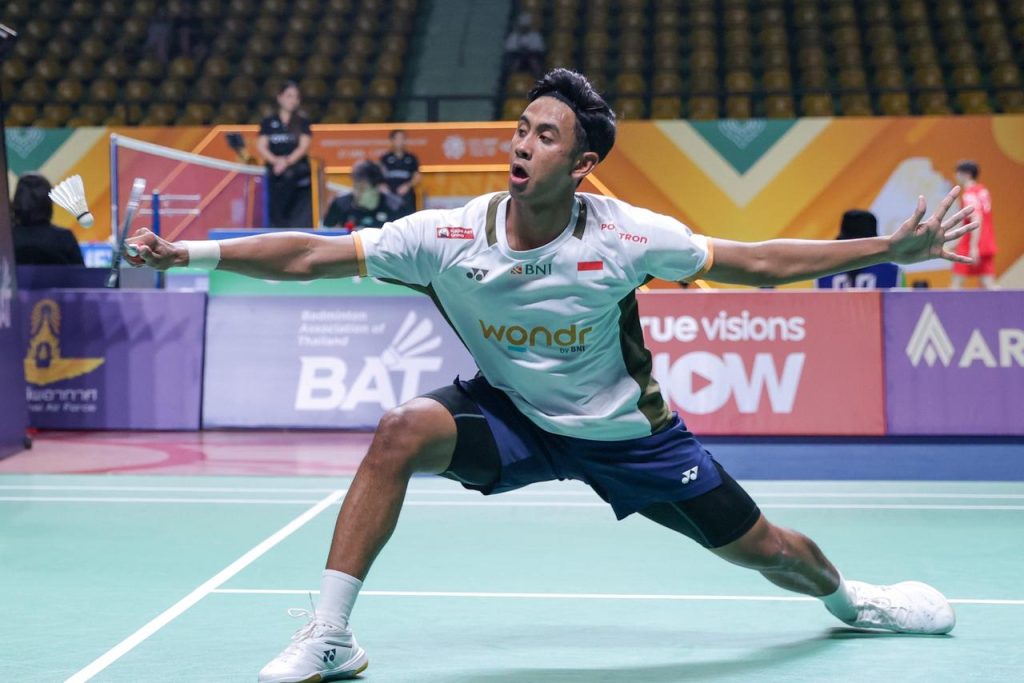 UNJUK GIGI: Alwi Farhan saat bertanding di ajang Thailand Masters 2026,Jumat (30/1).  &nbsp;