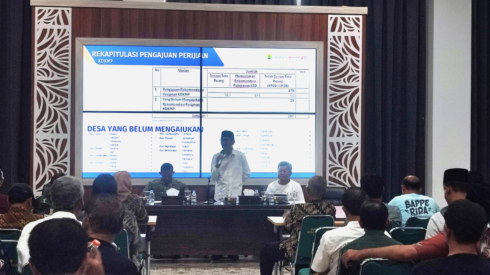 Rapat koordinasi yang dihadiri para kades di Gedung Pemda Terpadu Sragen, Jumat (30/1/2026).