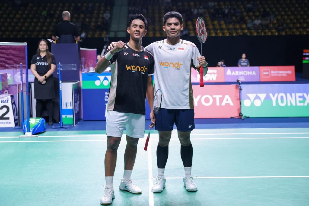 DUTA BANGSA: Alwi Farhan (kiri) dan Moh. Zaki Ubaidillah usai menjalani semifinalThailand Masters (31/1/2026).