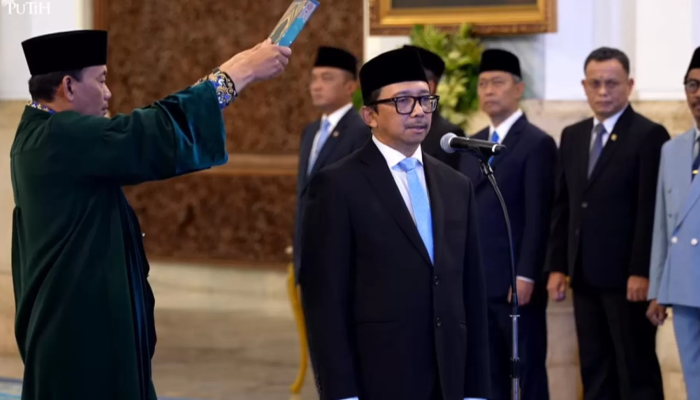 Juda Agung resmi dilantik sebagai Wakil Menteri Keuangan di Istana Kepresidenan, Jakarta, Kamis (5/2/2026).