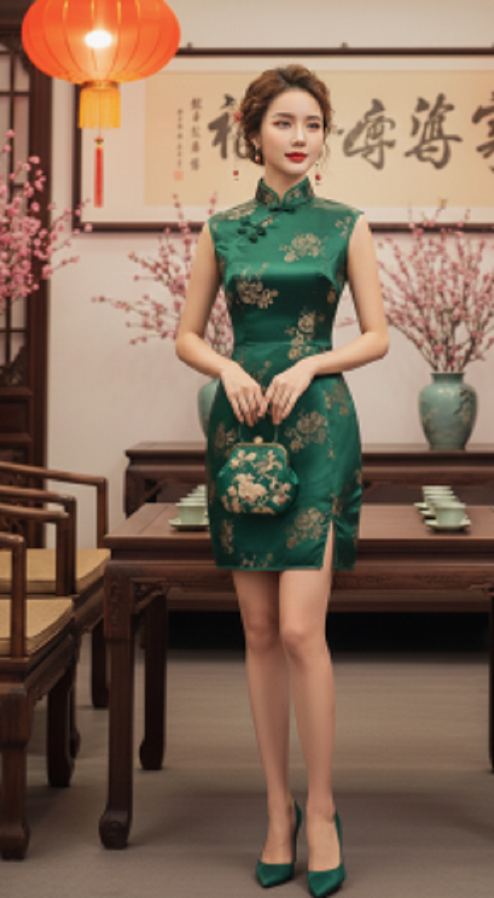Ilustrasi cheongsam.