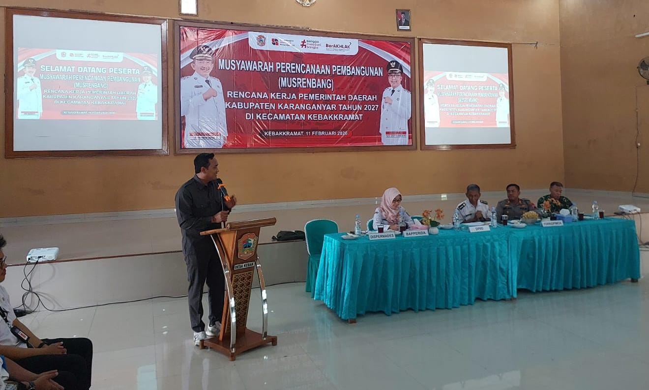 Musyawarah Perencanaan Pembangunan (Musrenbang) Rencana Kerja Pemerintah Daerah (RKPD) Tahun 2027 tingkat Kecamatan Kebakkramat, Kamis (12/2/2026). (Rudi Hartono/Radar Solo)