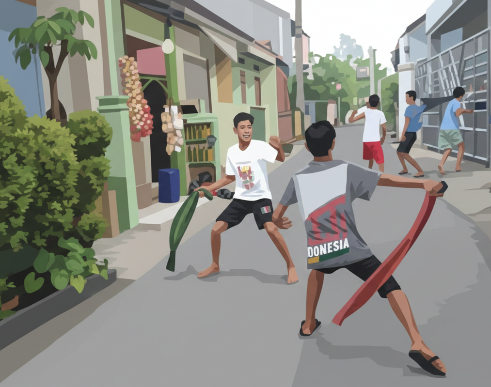 Ilustrasi perang sarung.