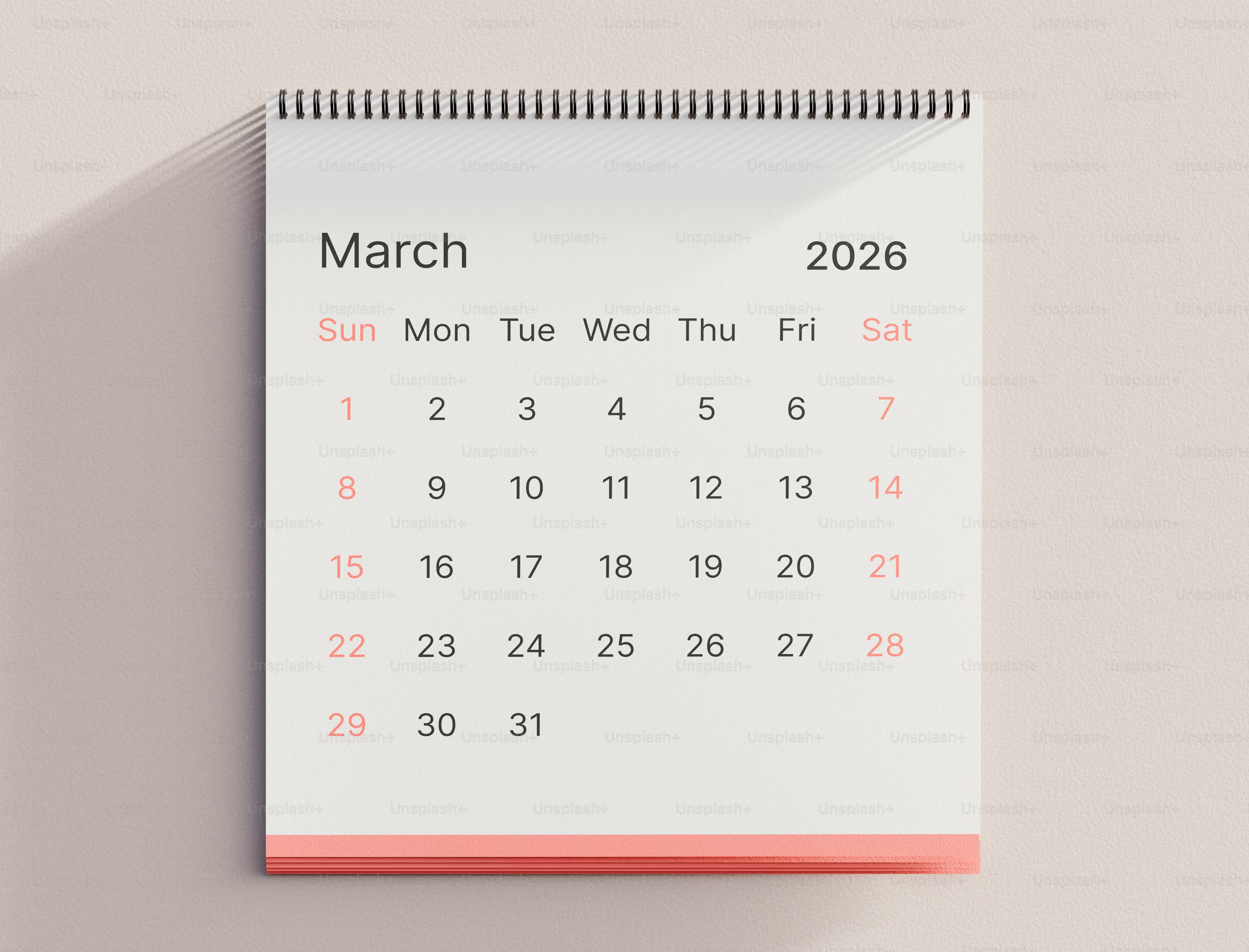 Ilustrasi kalender Maret 2026