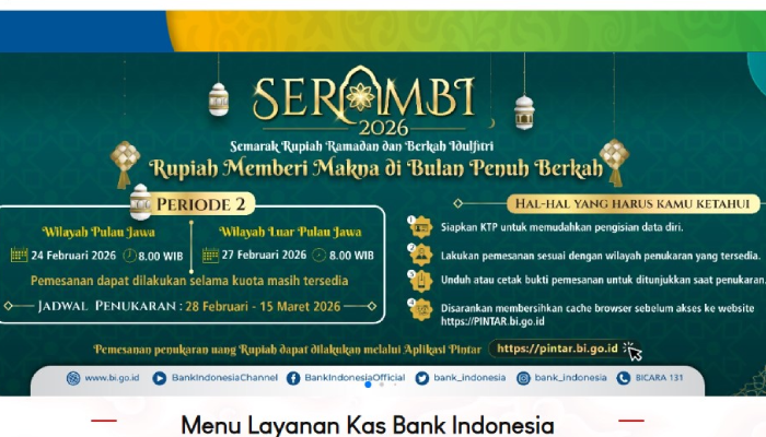 Layanan penukaran uang baru 2026 lewat PINTAR BI.