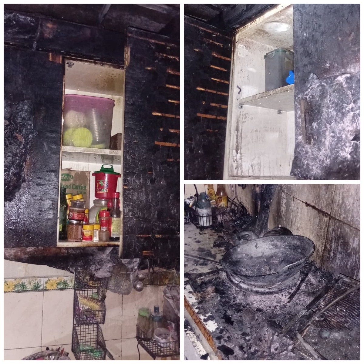 Dapur rumah milik Dodi Maryono, warga Lingkungan Patoman RT 01 RW 04 Kelurahan Kayuloko, Kecamatan Sidoharjo, Wonogiri yang terbakar.