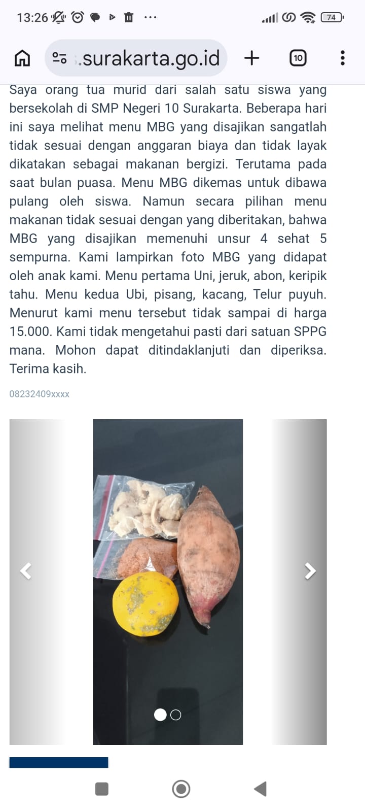 salah satu aduan di kanal ULAS Pemkot Solo.