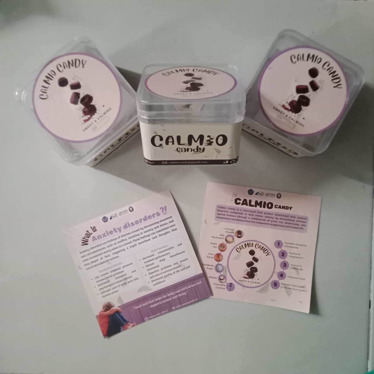 Produk Calmio Candy, permen pereda stress dan kecemasan, kreasi mahasiswa Prodi Ilmu Gizi UMS.