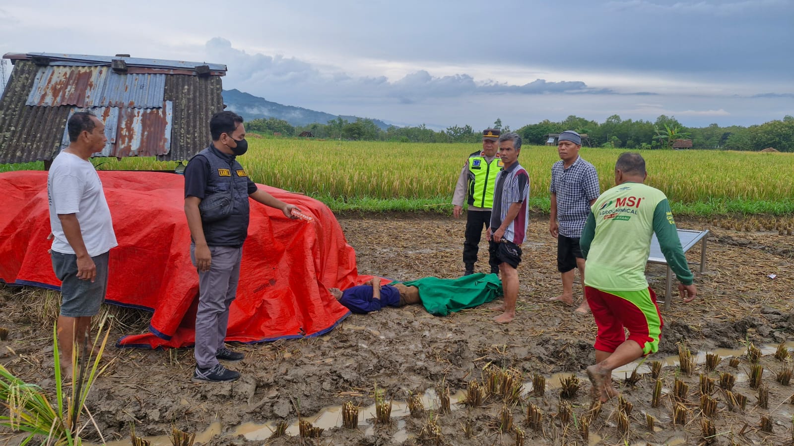 Sukino, ditemukan meninggal dunia di lahan persawahan Dusun Ngulu Tengah, Desa/Kecamatan Pracimantoro, Wonogiri, Selasa (3/3/2026