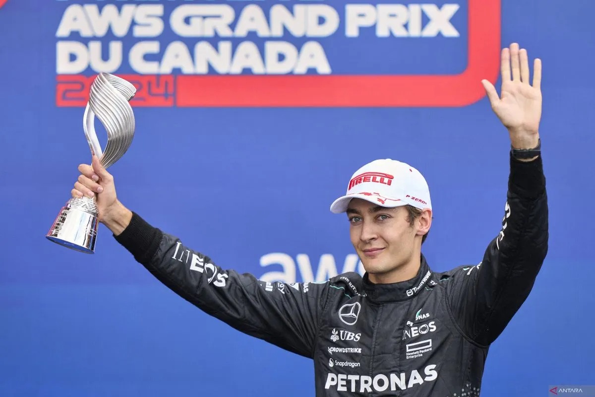 Pembalap Formula 1 dari Mercedes George Russell. (Photo by Geoff Robins / AFP) (AFP/GEOFF ROBINS)
