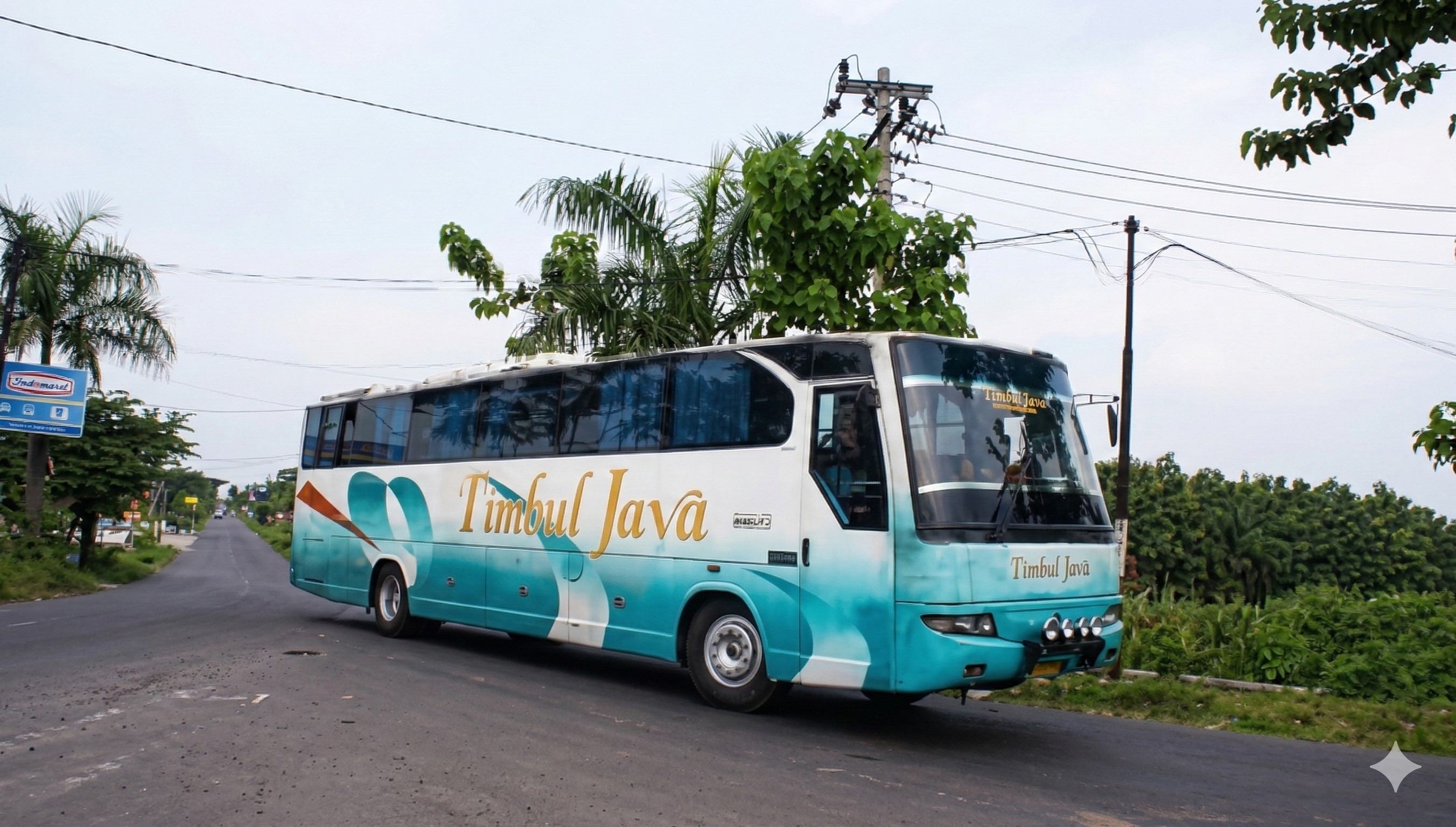 Ilustasi Bus Timbul Jaya melayani rute Solo-Wonogiri