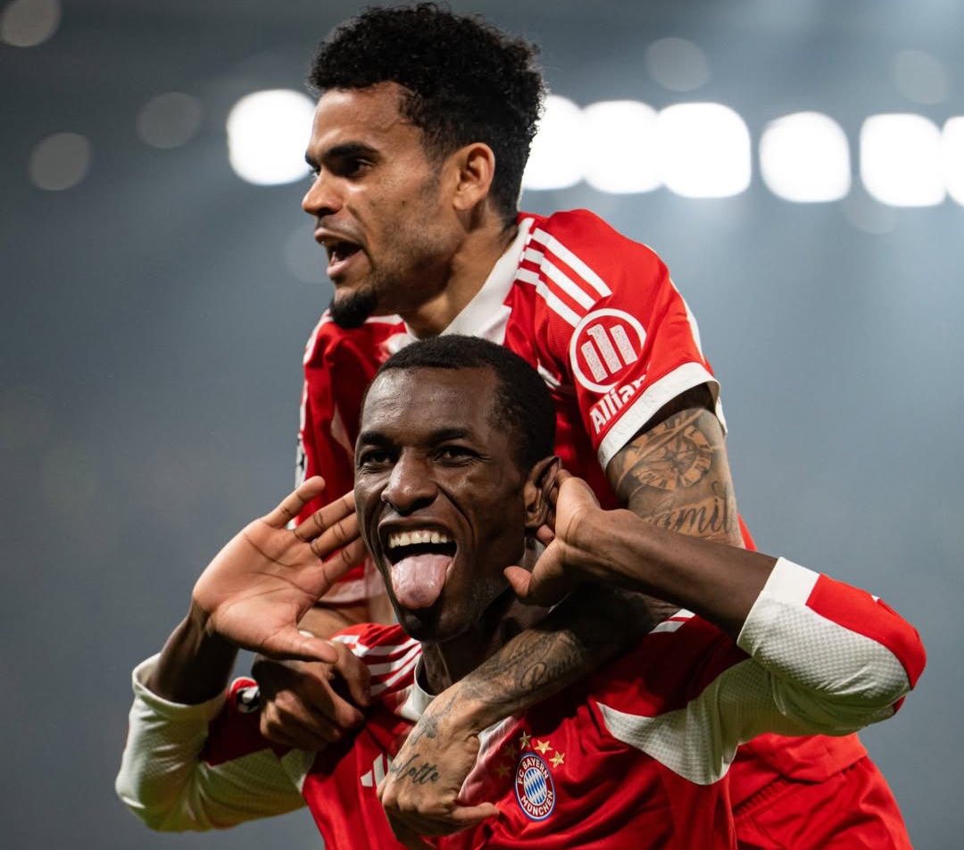 Pemain Bayern Munich merayakan gol usai membobol gawang Atalanta di Liga Champions (11/3/2026)   