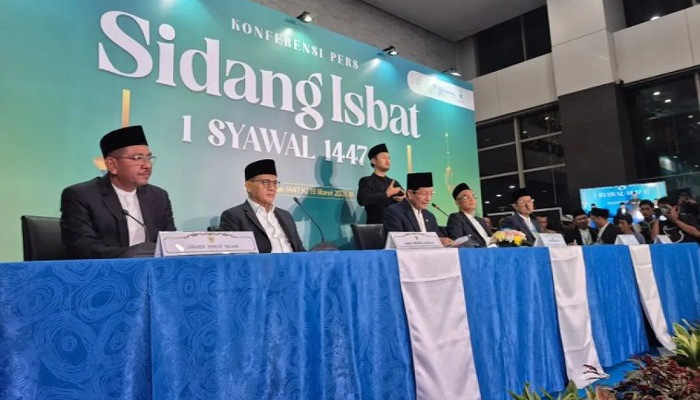 Konferensi pers hasil sidang isbat penetapan 1 Syawal 1447 H.