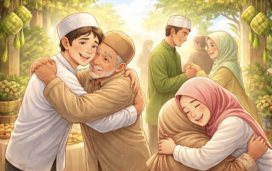 Ilustrasi saling memafkan di momen Lebaran. 