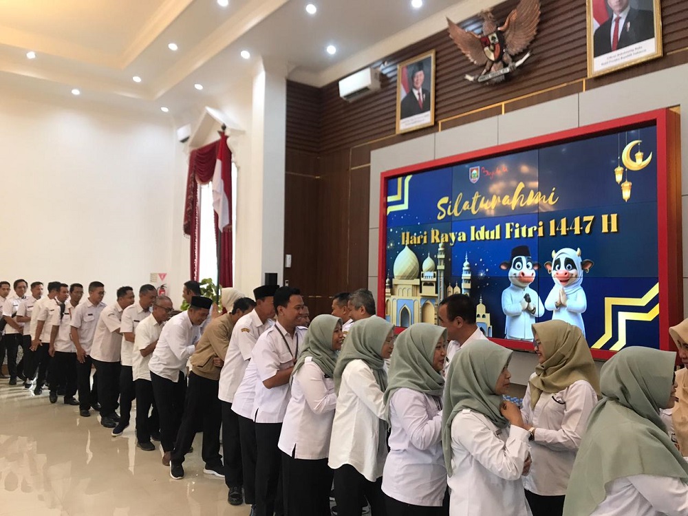 Tradisi ular-ularan di Pemkab Boyolali untuk saling bermaafan, Rabu (25/3/2026).