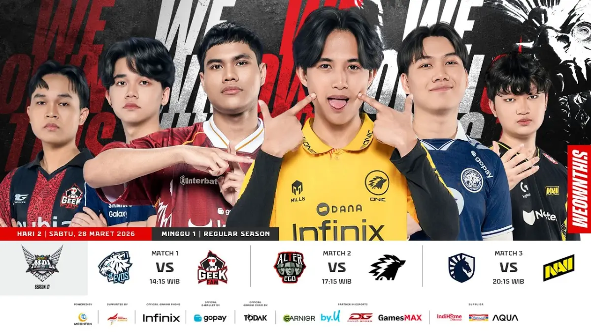 Jadwal MPL ID S17 Hari Ini 28 Maret 2026: Evos Jalani Laga Perdana, Alter Ego Tantang ONIC (YOUTUBE MPL Indonesia)