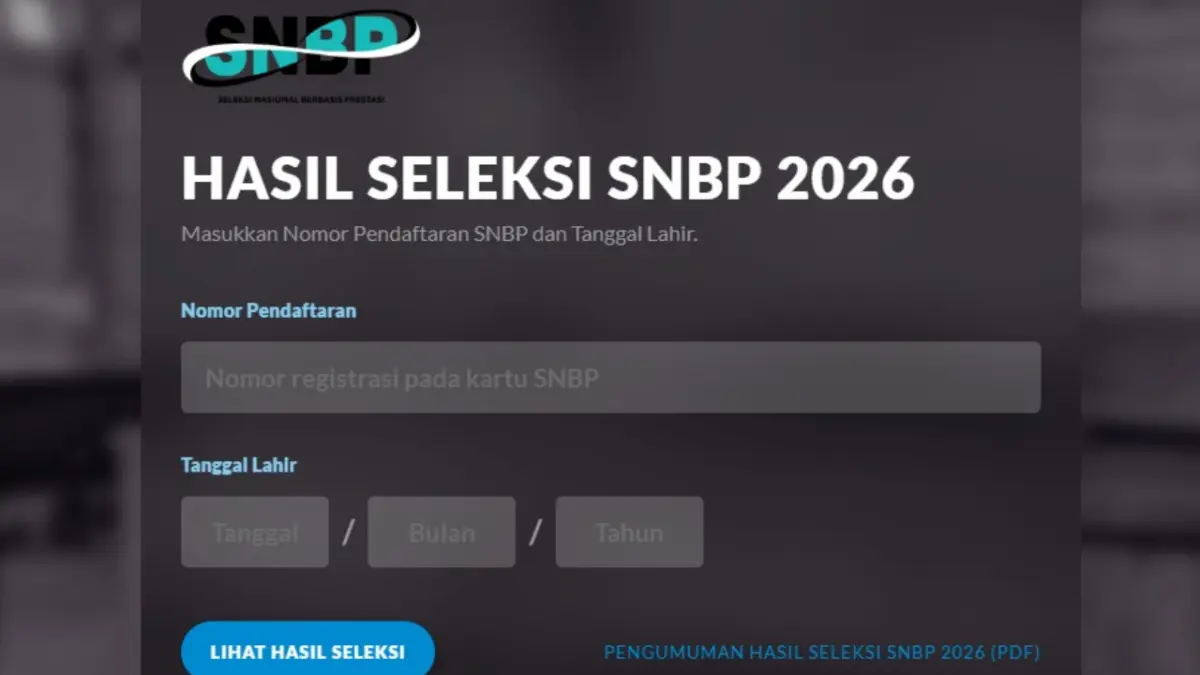 Laman resmi pantau hasil seleksi SNBP 2026.
