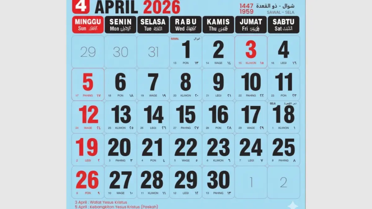 Kalender April 2026.