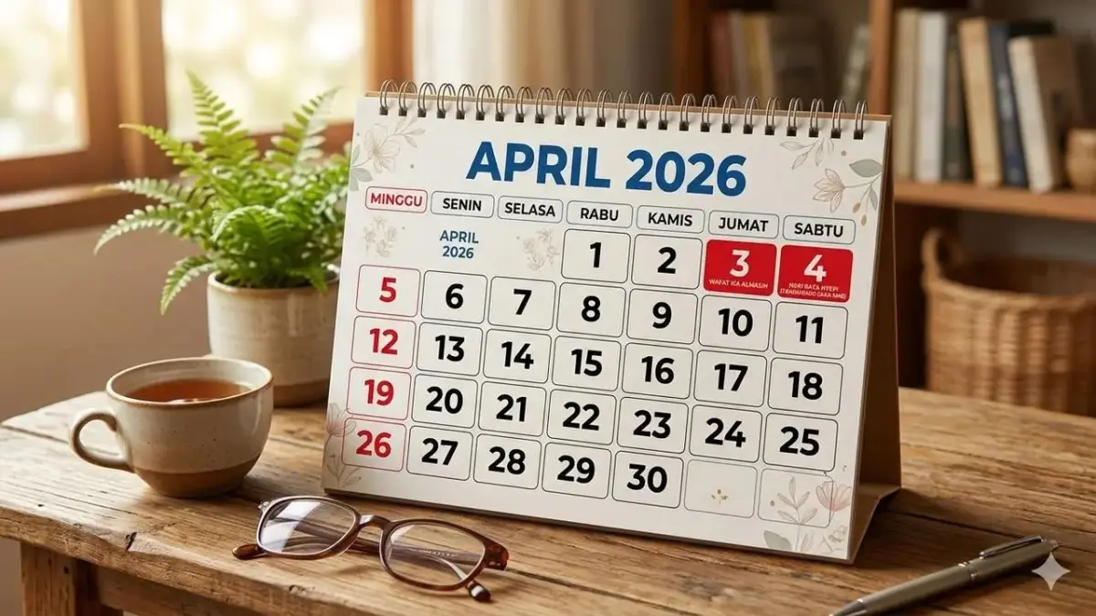Ilustrasi kalender AprilTanggal 3 April 2026 Libur Apa? Ini Daftar Tanggal Merah dan Long Weekend Bulan April 2026 (Generated AI)