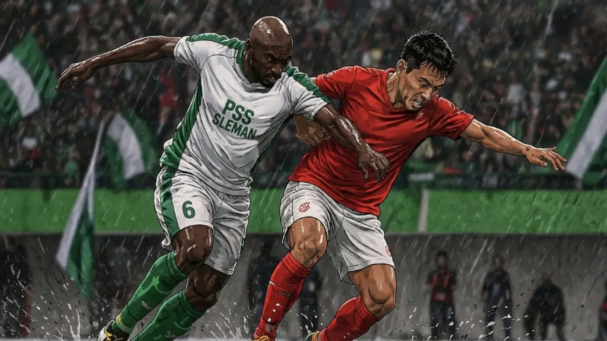 Ilustrasi pertandingan PSS Sleman vs Persis Solo LPIS. (Ai) 