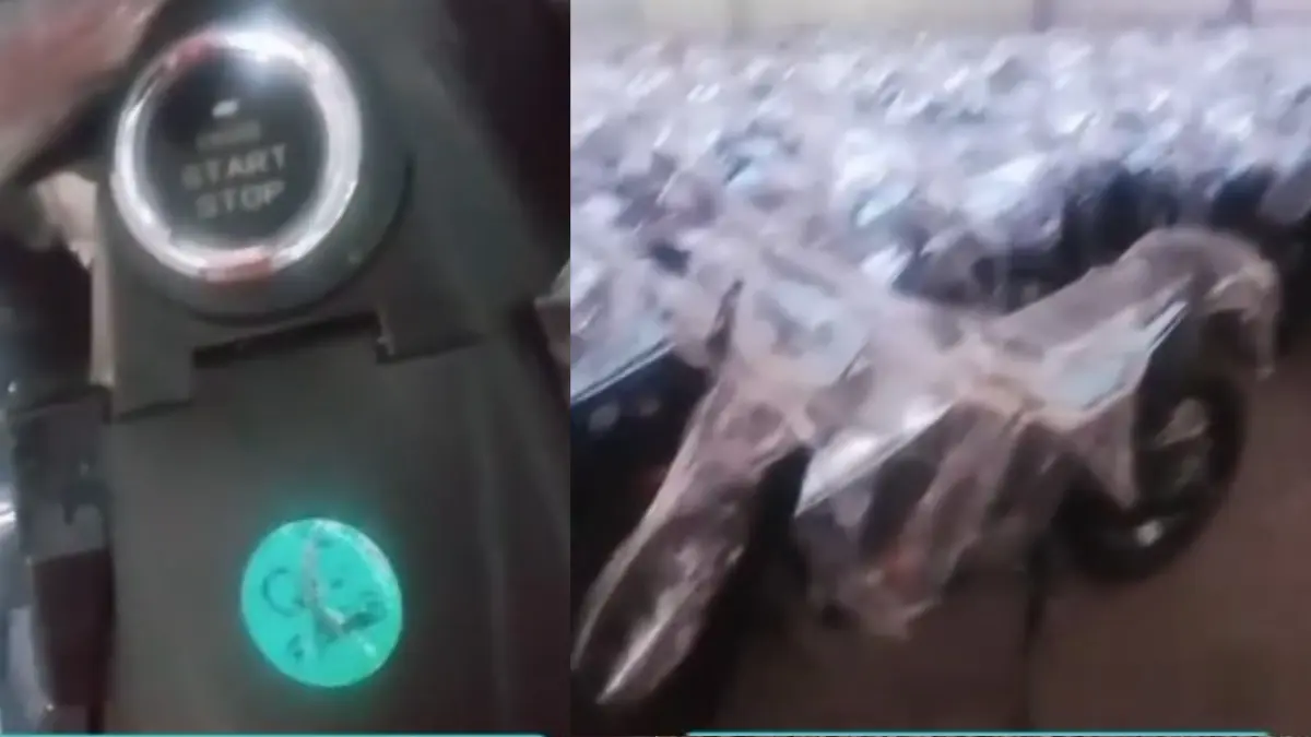 Potongan tangkapan layar video menunjukkan motor listrik EMMO bergaya trail yang diduga untuk operasional MBG di Jabar.