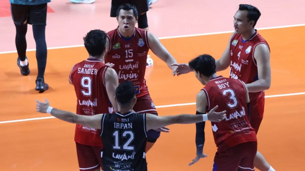 Pemain Jakarta LavAni Livin Transmedia merayakan poin yang didapatnya saat bertanding di Proliga 2026. (DOK. PROLIGA)
