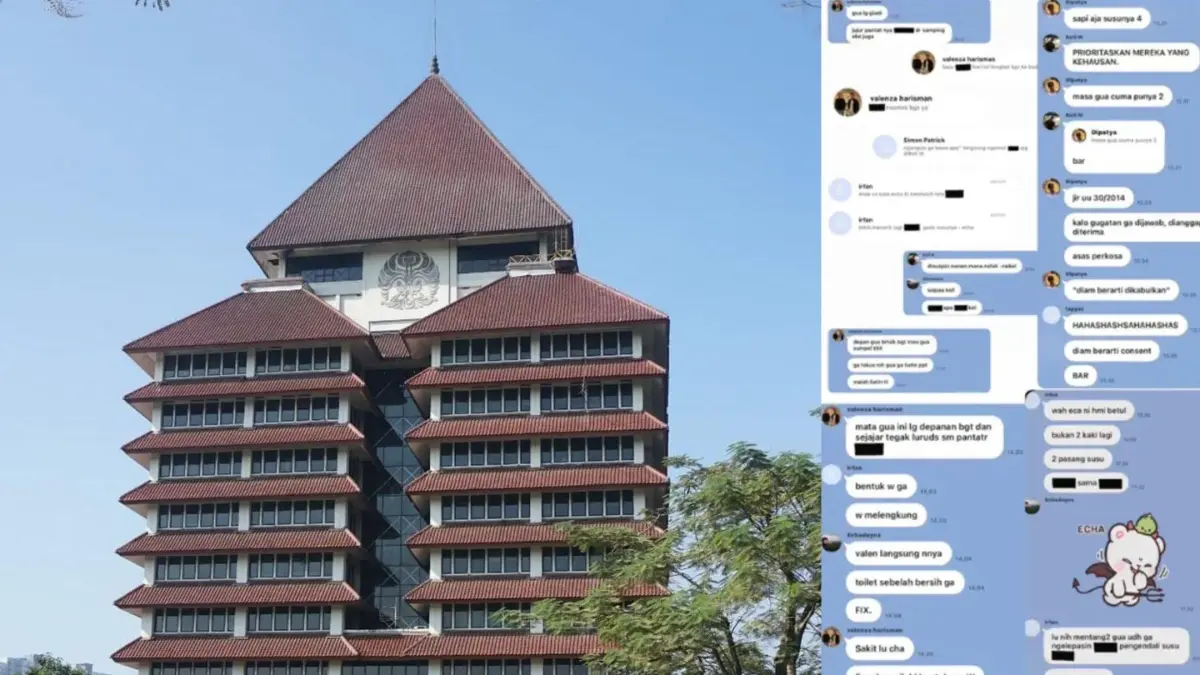 Kasus Pelecehan FH UI Kenapa Bisa Viral? Ini Isi Grup Chat Mahasiswa yang Bikin Publik Murka (Kolase Dok Humas UI & X.com/@SampahFHUI)