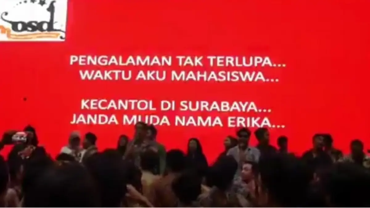 Tangkapan layar video HMT ITB menyanyikan lagu Erika dengan lirik yang bernada pelecehan. (ISTIMEWA)
