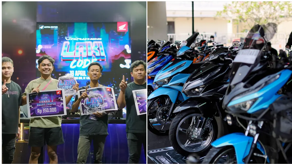 Ajang modifikasi motor Honda bertajuk “Laki Code” digelar sebagai wadah unjuk kreativitas bagi para modifikator lokal di Shuga Bar De Tjolomadoe, Kecamatan Colomadu, Kabupaten Karanganyar, Sabtu (18/4/2026). (DOK. HONDA)