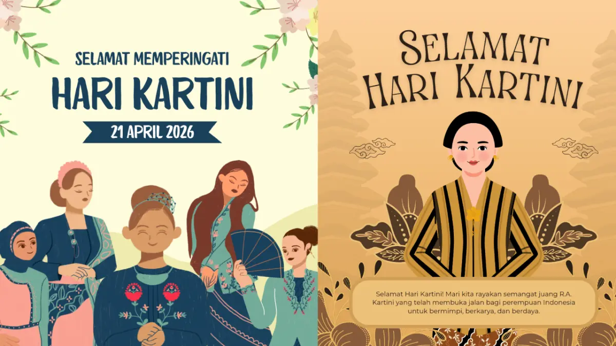 Poster Hari Kartini 2026 untuk postingan Instagram. (canva.com/Inkofert, canva.com/Wroteheller)