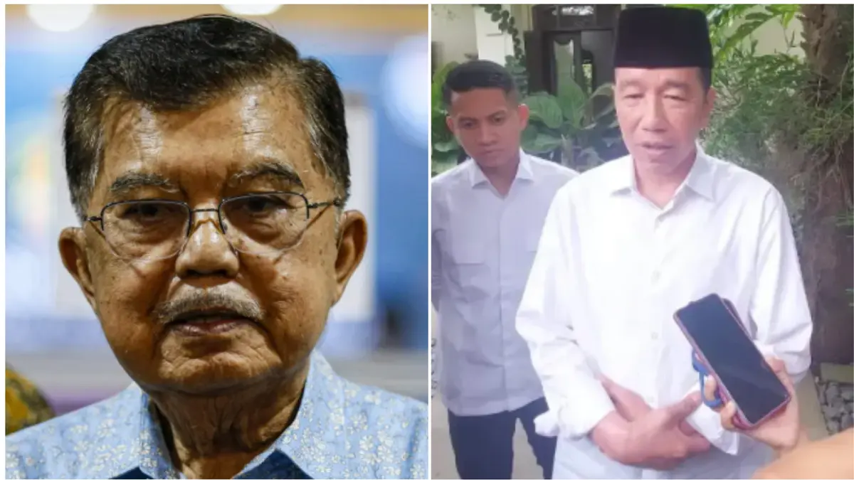 Wakil Presiden (Wapres) ke-10 dan ke-12 RI Jusuf Kalla. Foto kanan, Presiden ke-7 RI Joko Widodo. (Salman/Jawa Pos-Dok.Radar Solo)  