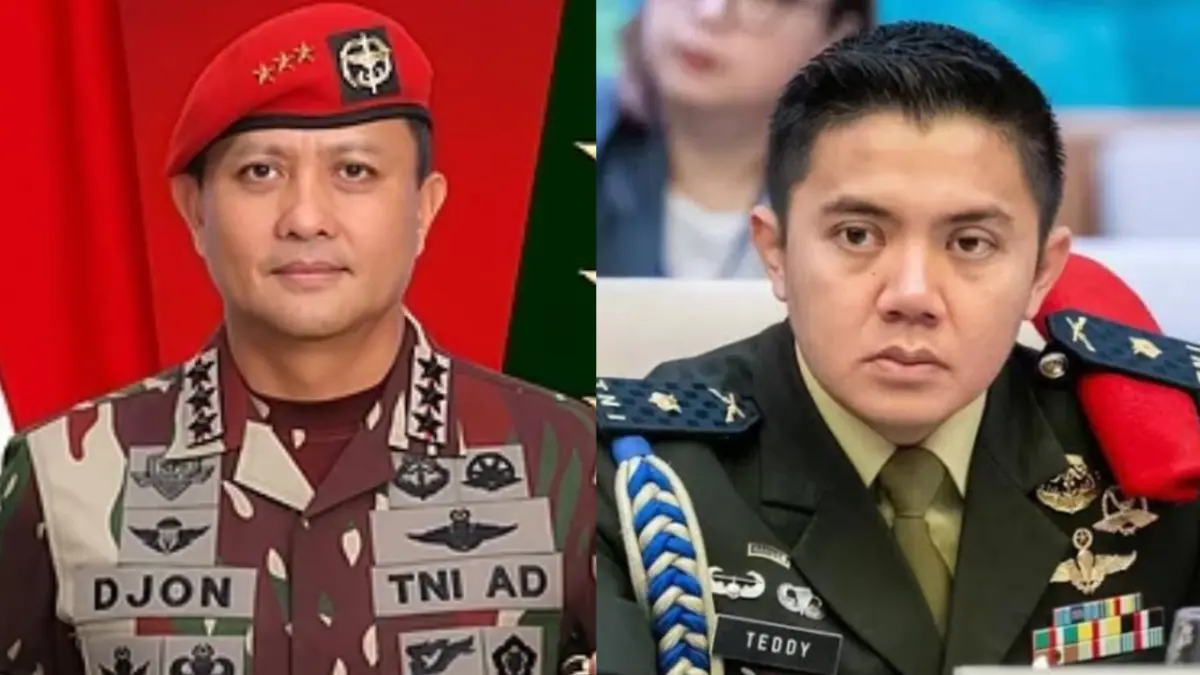 Pangkopassus Letjen TNI Djon Afriandi (foto kiri). Seskab Teddy Indra Wijaya (kanan).