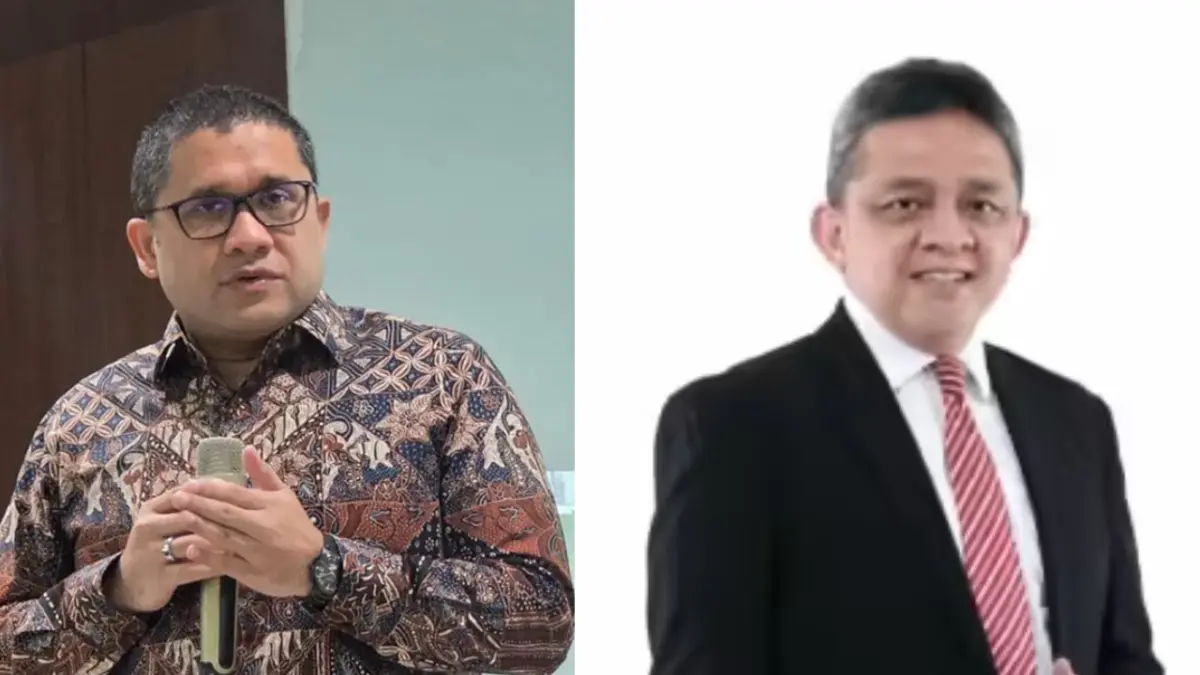 Febrio Nathan Kacaribu (kiri) dan Luky Alfirman.