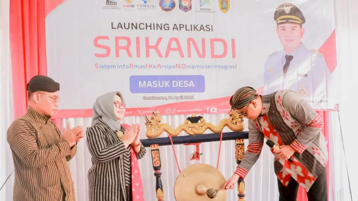 Peluncuran Sistem Informasi Kearsipan Dinamis Terintegrasi (SRIKANDI) Masuk Desa di Pendapa Kecamatan Gantiwarno, Rabu (22/4/2026)&nbsp;