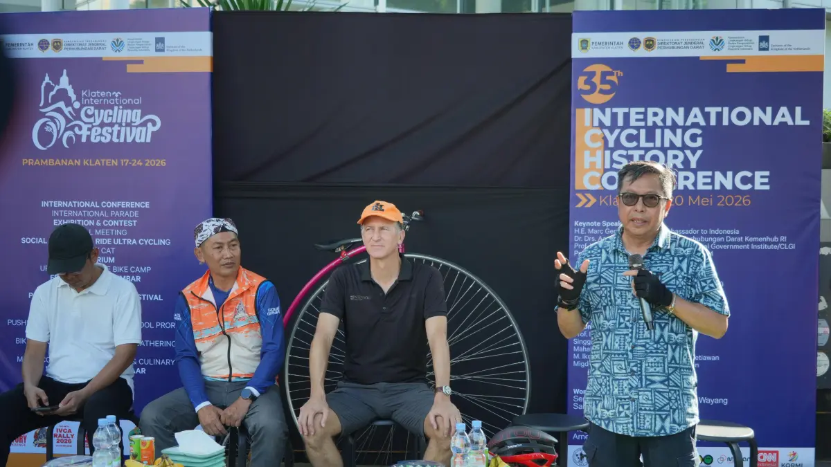 Acara soft launching Klaten International Cycling Festival (KLIC Fest) 2026 di Car Free Day (CFD) Bundaran HI, Jakarta (Dokumentasi Diskominfo Klaten)