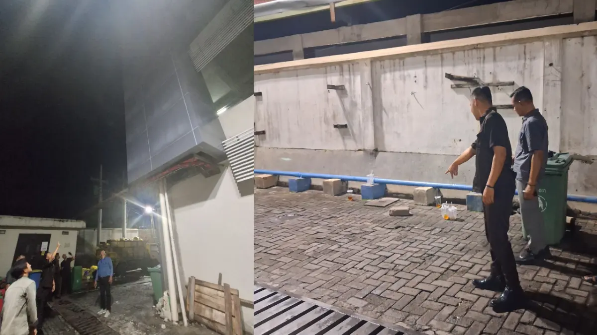Lokasi jatuhnya pasien RSUD Dr Moewardi Solo pada Jumat (1/5/2026) malam.
